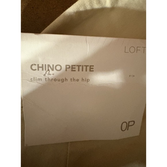 LOFT Cropped Pants Womens 0P Beige Red Side Stripe Raw Hem Ankle - Picture 3 of 13